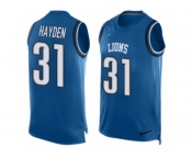 Men's Nike Detroit Lions #31 D.J. Hayden Limited Light Blue Player Name & Number Tank Top NFL Jersey