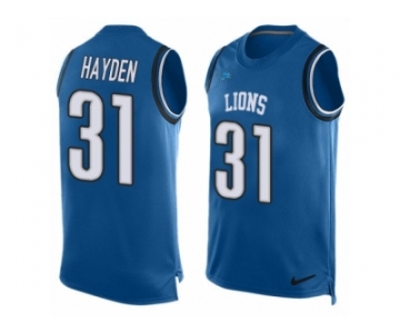 Men's Nike Detroit Lions #31 D.J. Hayden Limited Light Blue Player Name & Number Tank Top NFL Jersey