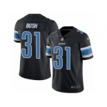 Men's Nike Detroit Lions #31 Rafael Bush Limited Black Rush NFL Jersey