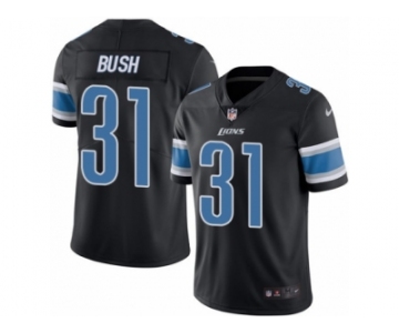 Men's Nike Detroit Lions #31 Rafael Bush Limited Black Rush NFL Jersey