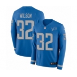 Men's Nike Detroit Lions #32 Tavon Wilson Limited Blue Therma Long Sleeve NFL Jersey