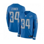 Men's Nike Detroit Lions #34 Zach Zenner Limited Blue Therma Long Sleeve NFL Jersey