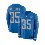 Men's Nike Detroit Lions #35 Miles Killebrew Limited Blue Therma Long Sleeve NFL Jersey