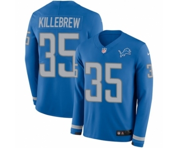 Men's Nike Detroit Lions #35 Miles Killebrew Limited Blue Therma Long Sleeve NFL Jersey