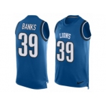 Men's Nike Detroit Lions #39 Johnthan Banks Limited Light Blue Player Name & Number Tank Top NFL Jersey