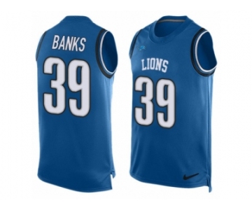 Men's Nike Detroit Lions #39 Johnthan Banks Limited Light Blue Player Name & Number Tank Top NFL Jersey