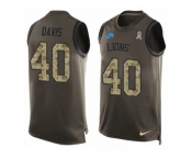 Men's Nike Detroit Lions #40 Jarrad Davis Limited Green Salute to Service Tank Top NFL Jersey