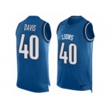 Men's Nike Detroit Lions #40 Jarrad Davis Limited Light Blue Player Name & Number Tank Top NFL Jersey