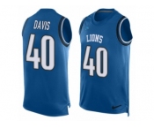 Men's Nike Detroit Lions #40 Jarrad Davis Limited Light Blue Player Name & Number Tank Top NFL Jersey