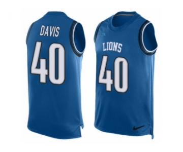 Men's Nike Detroit Lions #40 Jarrad Davis Limited Light Blue Player Name & Number Tank Top NFL Jersey