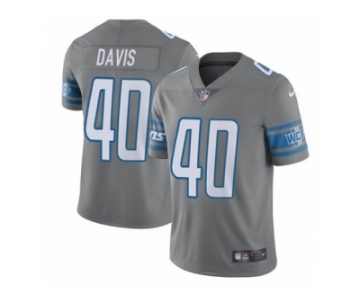 Men's Nike Detroit Lions #40 Jarrad Davis Limited Steel Rush NFL Jersey