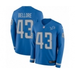 Men's Nike Detroit Lions #43 Nick Bellore Limited Blue Therma Long Sleeve NFL Jersey