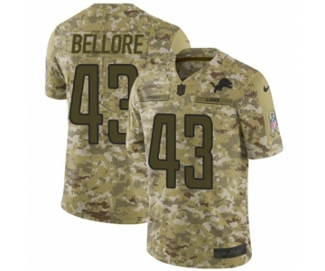 Men's Nike Detroit Lions #43 Nick Bellore Limited Camo 2018 Salute to Service NFL Jersey