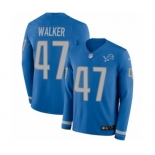 Men's Nike Detroit Lions #47 Tracy Walker Limited Blue Therma Long Sleeve NFL Jersey