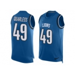 Men's Nike Detroit Lions #49 Andrew Quarless Limited Light Blue Player Name & Number Tank Top NFL Jersey