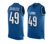 Men's Nike Detroit Lions #49 Andrew Quarless Limited Light Blue Player Name & Number Tank Top NFL Jersey