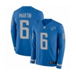 Men's Nike Detroit Lions #6 Sam Martin Limited Blue Therma Long Sleeve NFL Jersey