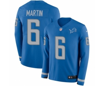 Men's Nike Detroit Lions #6 Sam Martin Limited Blue Therma Long Sleeve NFL Jersey