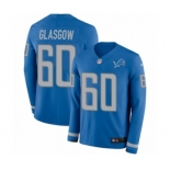 Men's Nike Detroit Lions #60 Graham Glasgow Limited Blue Therma Long Sleeve NFL Jersey