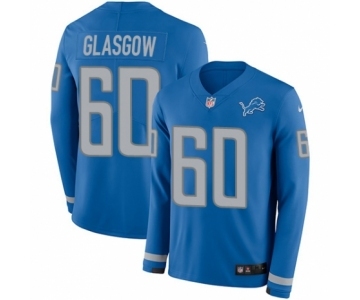 Men's Nike Detroit Lions #60 Graham Glasgow Limited Blue Therma Long Sleeve NFL Jersey