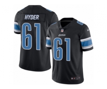 Men's Nike Detroit Lions #61 Kerry Hyder Limited Black Rush NFL Jersey