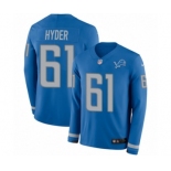 Men's Nike Detroit Lions #61 Kerry Hyder Limited Blue Therma Long Sleeve NFL Jersey