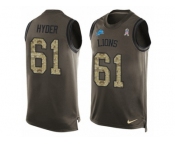 Men's Nike Detroit Lions #61 Kerry Hyder Limited Green Salute to Service Tank Top NFL Jersey