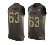 Men's Nike Detroit Lions #63 Brandon Thomas Limited Green Salute to Service Tank Top NFL Jersey