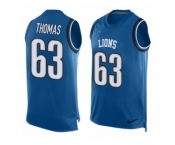 Men's Nike Detroit Lions #63 Brandon Thomas Limited Light Blue Player Name & Number Tank Top NFL Jersey