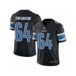 Men's Nike Detroit Lions #64 Travis Swanson Limited Black Rush NFL Jersey