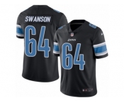 Men's Nike Detroit Lions #64 Travis Swanson Limited Black Rush NFL Jersey