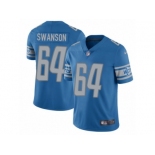 Men's Nike Detroit Lions #64 Travis Swanson Vapor Untouchable Limited Light Blue Team Color NFL Jersey