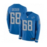 Men's Nike Detroit Lions #68 Taylor Decker Limited Blue Therma Long Sleeve NFL Jersey