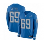 Men's Nike Detroit Lions #69 Anthony Zettel Limited Blue Therma Long Sleeve NFL Jersey