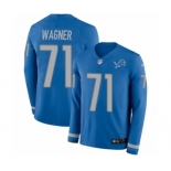 Men's Nike Detroit Lions #71 Ricky Wagner Limited Blue Therma Long Sleeve NFL Jersey