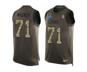 Men's Nike Detroit Lions #71 Ricky Wagner Limited Green Salute to Service Tank Top NFL Jersey