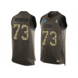 Men's Nike Detroit Lions #73 Greg Robinson Limited Green Salute to Service Tank Top NFL Jersey