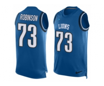 Men's Nike Detroit Lions #73 Greg Robinson Limited Light Blue Player Name & Number Tank Top NFL Jersey