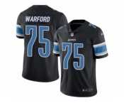 Men's Nike Detroit Lions #75 Larry Warford Limited Black Rush NFL Jersey