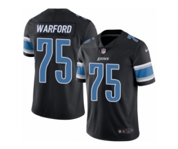 Men's Nike Detroit Lions #75 Larry Warford Limited Black Rush NFL Jersey