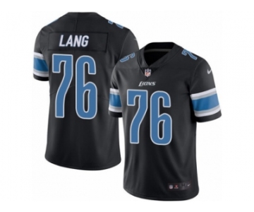 Men's Nike Detroit Lions #76 T.J. Lang Limited Black Rush NFL Jersey