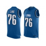 Men's Nike Detroit Lions #76 T.J. Lang Limited Light Blue Player Name & Number Tank Top NFL Jersey