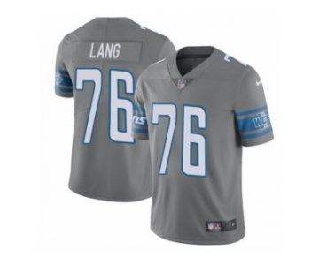 Men's Nike Detroit Lions #76 T.J. Lang Limited Steel Rush NFL Jersey