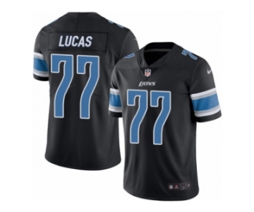 Men's Nike Detroit Lions #77 Cornelius Lucas Limited Black Rush NFL Jersey