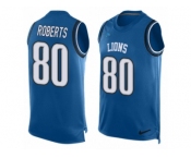 Men's Nike Detroit Lions #80 Michael Roberts Limited Light Blue Player Name & Number Tank Top NFL Jersey