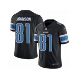 Men's Nike Detroit Lions #81 Calvin Johnson Limited Black Rush NFL Jersey