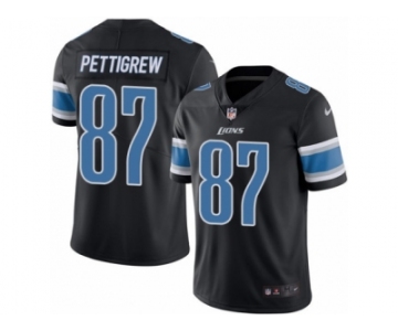 Men's Nike Detroit Lions #87 Brandon Pettigrew Limited Black Rush NFL Jersey