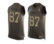 Men's Nike Detroit Lions #87 Darren Fells Limited Green Salute to Service Tank Top NFL Jersey