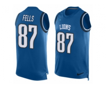 Men's Nike Detroit Lions #87 Darren Fells Limited Light Blue Player Name & Number Tank Top NFL Jersey