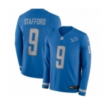 Men's Nike Detroit Lions #9 Matthew Stafford Limited Blue Therma Long Sleeve NFL Jersey